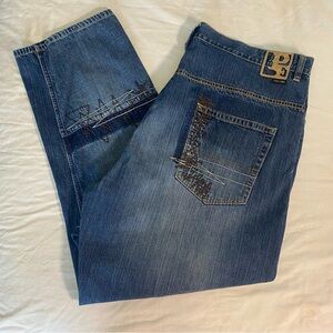 Phat Farm Men's‎ Wide Leg Embroidered Streetwear Hip Hop Grunge Jeans Size 44x33